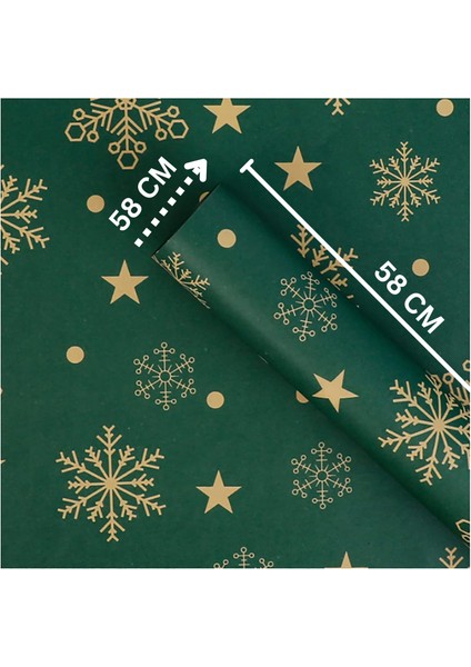 Yılbaşı Kar Tanesi Desenli Çiçek Buket Kağıdı - Hediye ve Ambalaj Kağıdı, Yeşil, 20 Adet, 58X58 cm fiyatları