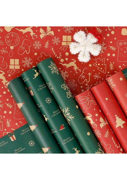 Yılbaşı Kar Tanesi Desenli Çiçek Buket Kağıdı - Hediye ve Ambalaj Kağıdı, Yeşil, 20 Adet, 58X58 cm fırsatları