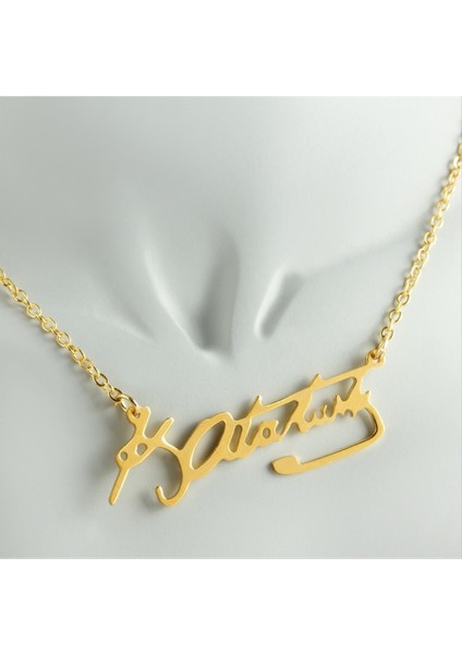 Techmrt Mustafa Kemal Atatürk Imzalı Uçlu Kolye-Sarı fiyatları