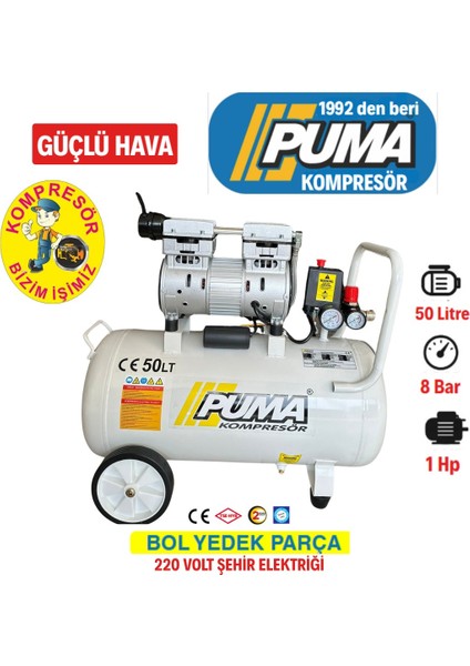 50 Lt Kompresör (Yağsız-Sessiz 1 Hp)