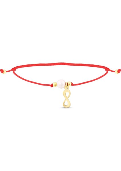 14 Ayar Incili Sonsuzluk Altın Ipli Bileklik