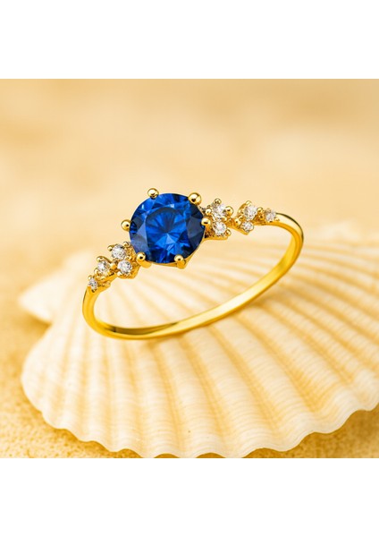 14K Gold Sapphire Minimal Ring