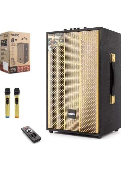 Kımıso KM-S8811 Aktif Seyyar Anfi Uhf 2 El Mikrofonlu 20CM 30 Watt Bluetooth USB Sd