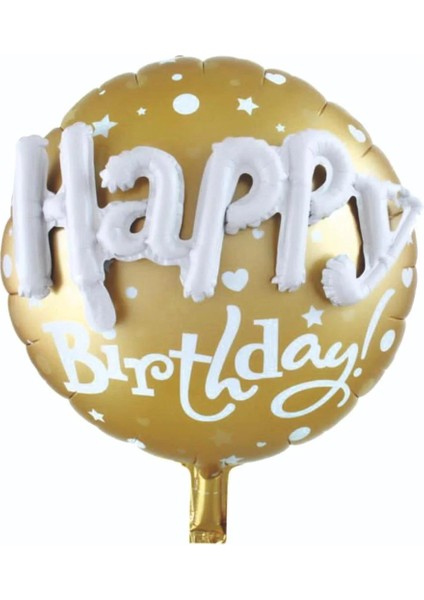 24 ınc 3d yuvarlak happy birthday folyo balon
