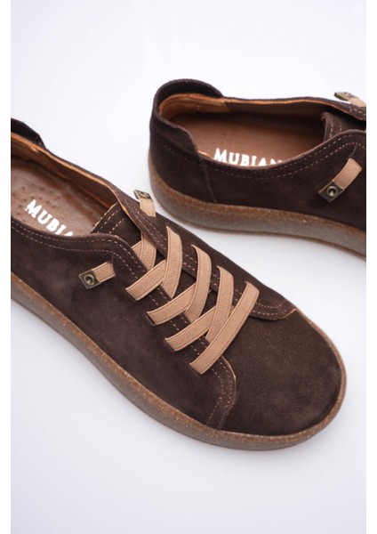 Kadın Hakiki Süet Sneaker Comfort Tabanlı Lastik Bağcıklı Günlük Ayakkabı Kahve Navel fırsatları