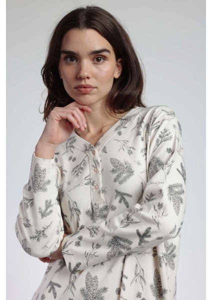 61413 Gri Desenli Gecelik modelleri