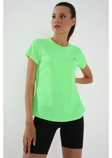 Neon Yeşil Basic Kısa Kol Standart Kalıp O Yaka Kadın T-Shirt - 97144 modelleri
