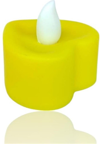 Kalp Model Işıklı Tealight Sarı Mum