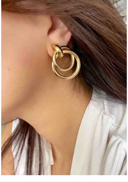 Gold Renkli Sarmal Küpe