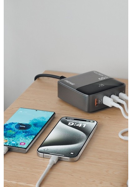 45W Süper Hızlı - 65W Turbo Hızlı Şarj Cihazı 4in1 Gan Teknolojisi 2 Usb+2 Type-C Pd 3.0 LCD Ekranlı modelleri