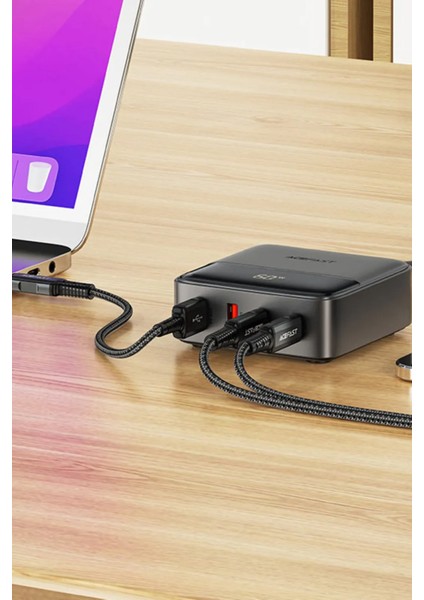 45W Süper Hızlı - 65W Turbo Hızlı Şarj Cihazı 4in1 Gan Teknolojisi 2 Usb+2 Type-C Pd 3.0 LCD Ekranlı indirimleri