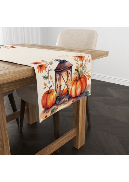 Dijital Baskılı Runner - Yaprak / Sonbahar / Kabak Desenli - 140X40 cm modelleri