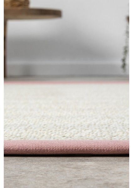 Bombay Krem Halı Pembe Bordürlü Kolay Temizlenen Hasır Dokulu Sisal Halı 665 fırsatları