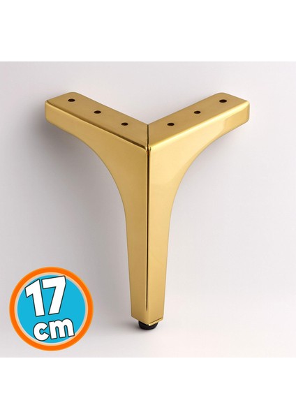 Mobilya Ayağı Dayanıklı Ayak Modern Tasarım Koltuk Sehpa Tv Ünitesi 17 cm Gold Altın Metal