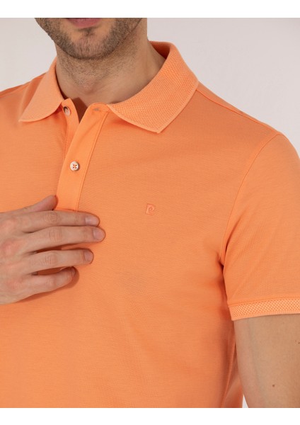 Erkek Açık Turuncu Slim Fit Polo Yaka Merserize Tişört 50262665-VR189