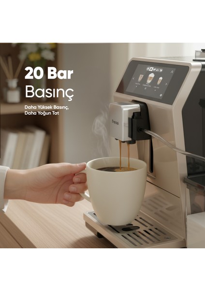 Dijital Ekranlı Tam Otomatik Espresso Kahve Makinesi 24 Sıcak ve Soğuk Içecek EM-1592 Coffero