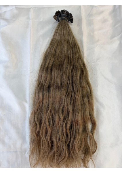 Mikro Kaynak Saç Kumral Saç Gerçek Saç 65 cm Dalgalı 0.6 Grm 50 Adet