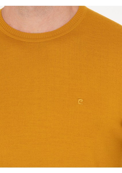 Erkek Safran Slim Fit Bisiklet Yaka Yün Karışımlı Basic Triko Kazak 50257301-VR043