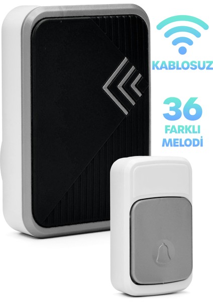 Kablosuz Uzaktan Kumanda Kapı Zili Işıklı Uzun Menzilli Pilli 36 Farklı Melodili Renkli 9426