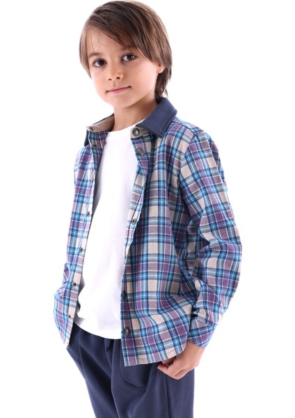 Ekose Dokuma Kışlık Erkek Çocuk Gömlek