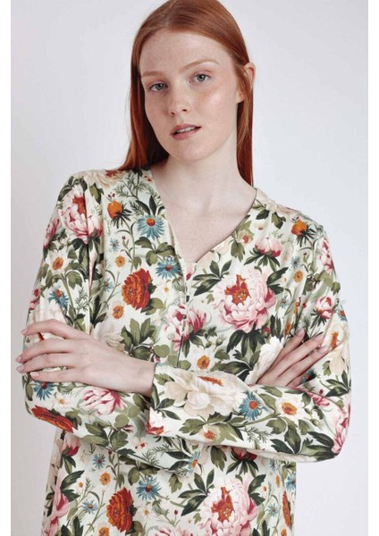 61414 Yeşil Çiçek Desenli Gecelik modelleri