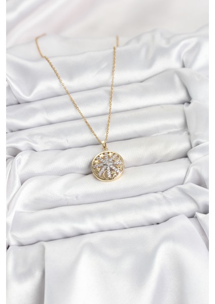 316L Çelik Zincir Gold Renk Zirkon Taşlı Kadın Kolye fiyatları