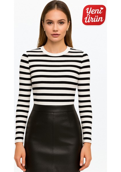 Bisiklet Yaka Uzun Kol Fitilli Bluz