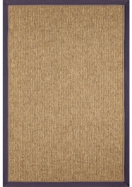 Bombay Kahve Halı Mor Kahve Bordürlü Kolay Temizlenen Hasır Dokulu Sisal Halı 666