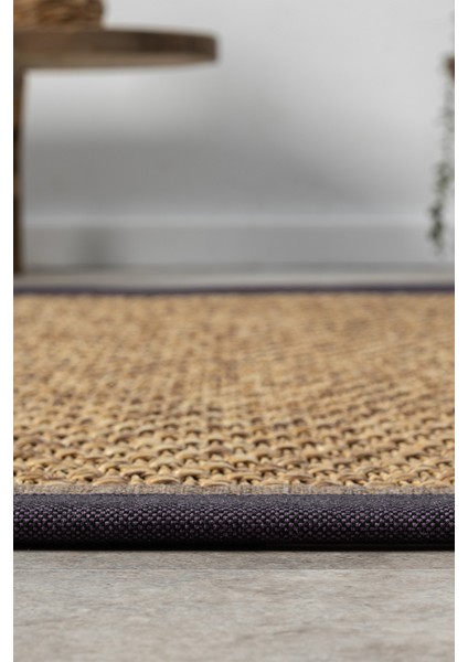 Bombay Kahve Halı Mor Kahve Bordürlü Kolay Temizlenen Hasır Dokulu Sisal Halı 666 fırsatları