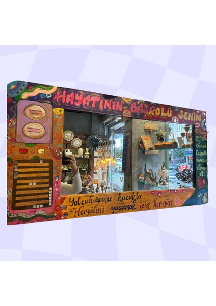 Taşlı Yazılı Dekoratif Duvar Aynası