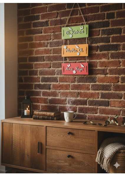 Kaletreewood 3 Lü Renkli Mdf Duvar Süsü Bi Kahve