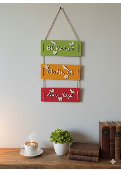 Kaletreewood 3 Lü Renkli Mdf Duvar Süsü Bi Kahve fiyatları