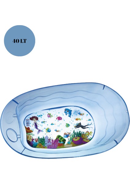 Bebek Banyo Seti Şeffaf Balık Desenli Küvet Kova Maşrapa Seti Mavi Renk fiyatları