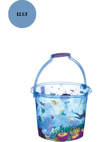 Bebek Banyo Seti Şeffaf Balık Desenli Küvet Kova Maşrapa Seti Mavi Renk modelleri