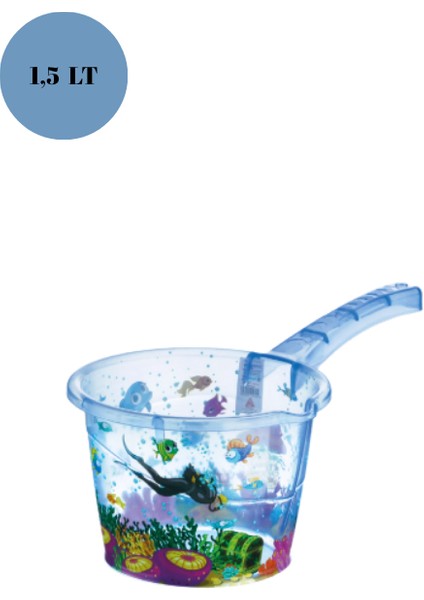 Bebek Banyo Seti Şeffaf Balık Desenli Küvet Kova Maşrapa Seti Mavi Renk fırsatları