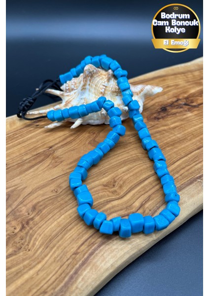 El Yapımı Bodrum Cam Boncuğu Ayarlanabilir Klasik Kolye