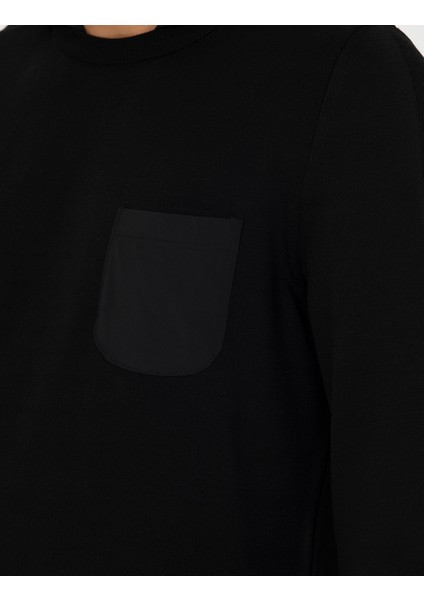 Erkek Siyah Slim Fit Kapüşonlu Triko Kazak 50259852-VR046