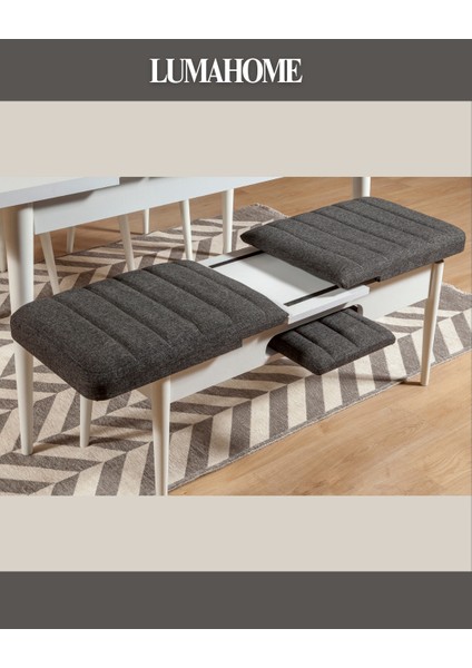 Gordes Extra Beyaz-Antrasit Yemek Masası Takımı fiyatları