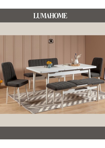 Gordes Extra Beyaz-Antrasit Yemek Masası Takımı modelleri