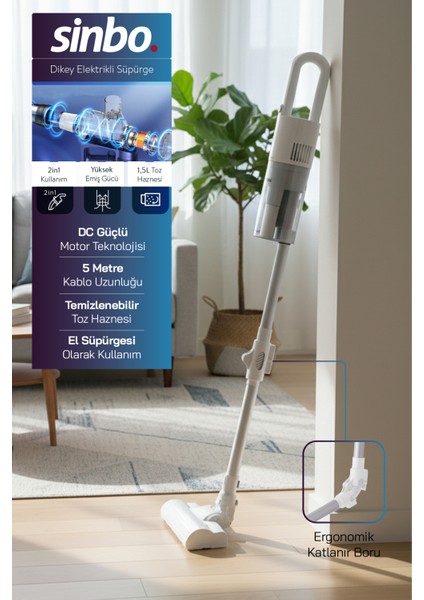 SVC-8629 Kablolu Dikey Elektrikli Süpürge - Mavi