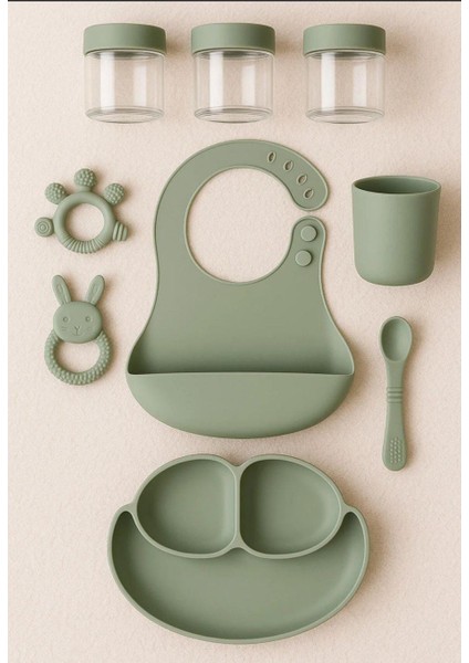 9 Parça Silikon Mama Seti - Mit Yeşilii