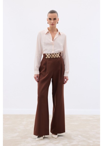 Kemerli Salaş Pantolon - Kahve