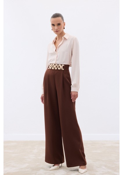 Kemerli Salaş Pantolon - Kahve modelleri