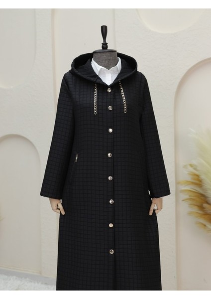 Alpaco Yakası Zincir Detaylı Uzun Kapitone Kaban -Siyah -Collectıon fiyatları