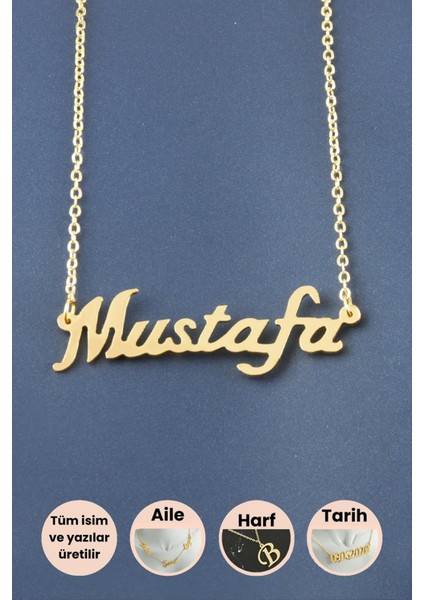 Techmrt Mustafa Isimli Kolye-Sarı fiyatları