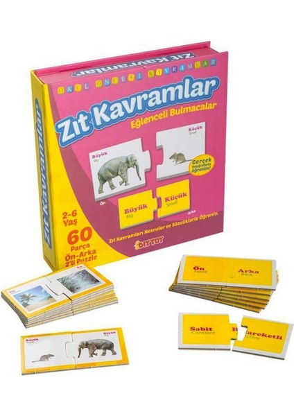 1390 Dıytoy, Eğlenceli Bulmacalar - Zıt Kavramlar / 2-6 Yaş Kız Erkek Çocuk Oyuncak Eğitici Oyuncakl