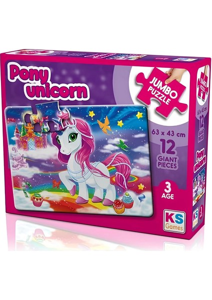 Ks Games Pony Unicorn 12 Parça Jumbo Boy Puzzle Kız Erkek Çocuk Oyuncak Eğitici Oyuncaklar