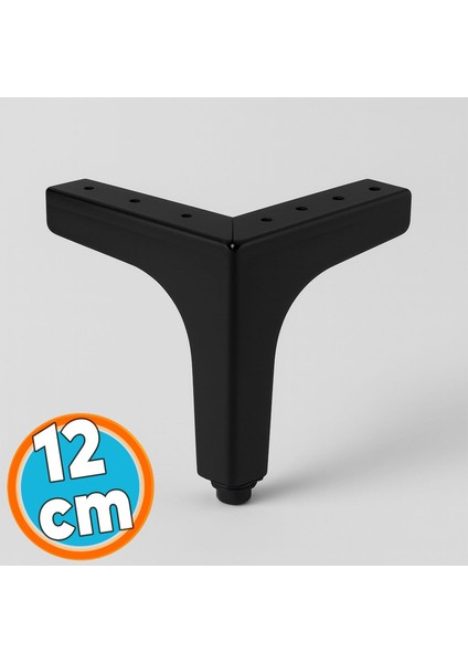 Mobilya Ayağı Dayanıklı Modern Tasarım Koltuk Sehpa Masa Tv Ünitesi Uyumlu 12 cm Siyah Metal