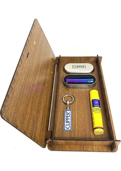 Clipper Orjinal Ahşap Kutulu Gazlı Çakmak Seti modelleri