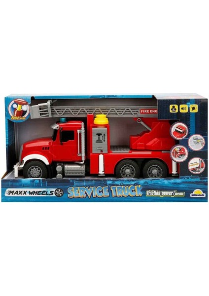 3326 Maxx Wheels Sesli ve Işıklı Itfaiye Araçları -Sunman Kız Erkek Çocuk Oyuncak Eğitici Oyuncaklar